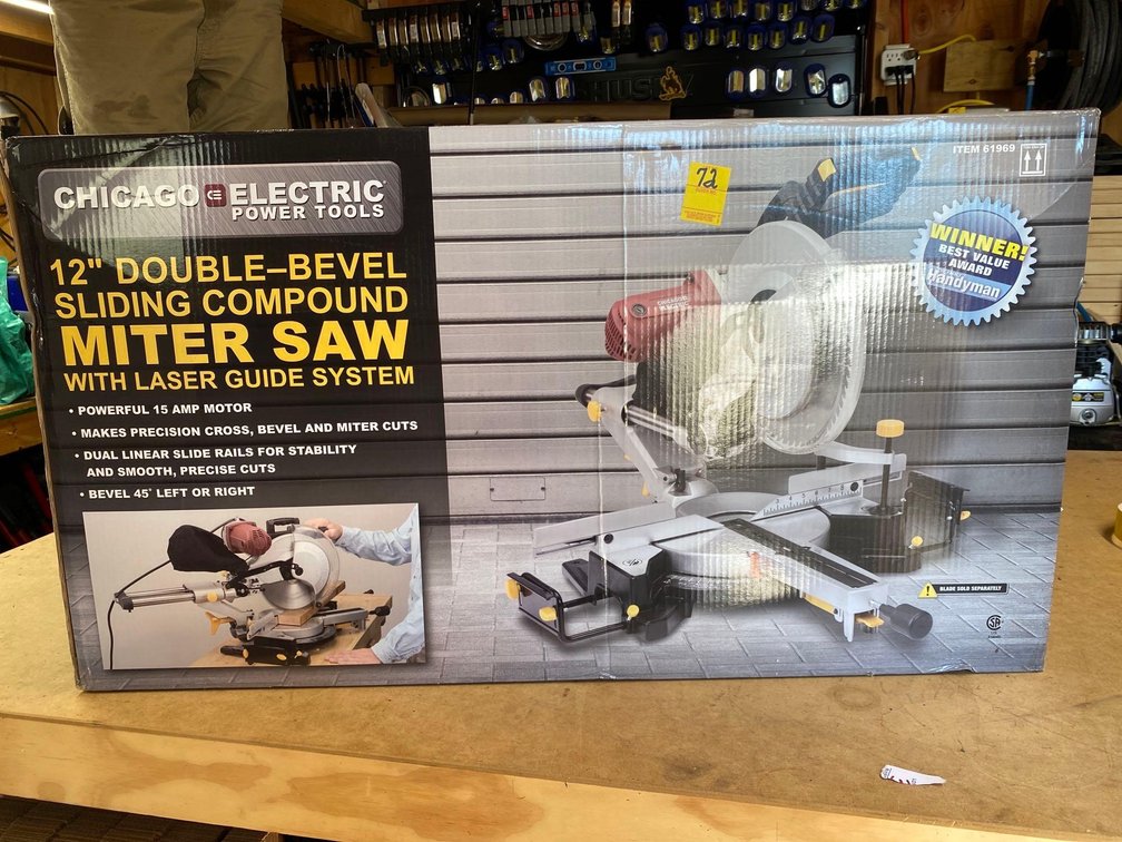 CHICAGO ELECTRIC 12" DOUBLE-BEVEL SLIDING COMPOUND MITER SAW WITH LASER GUIDE SYSTEM