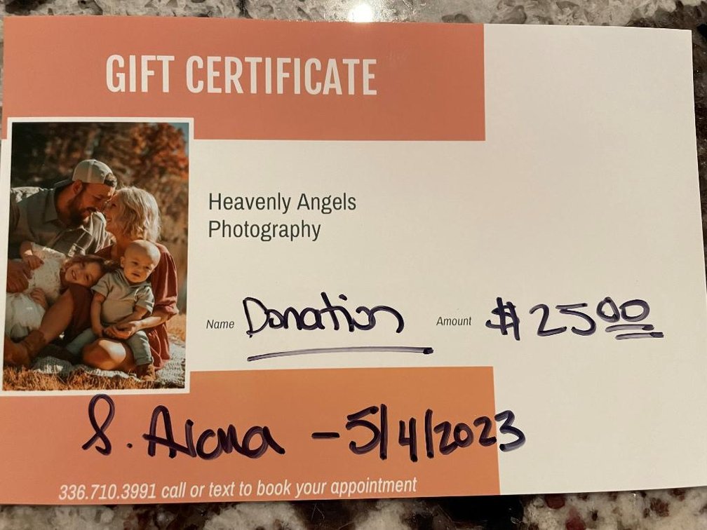 $25 Gift Certificate - Donated By Heavenly Angels Photography