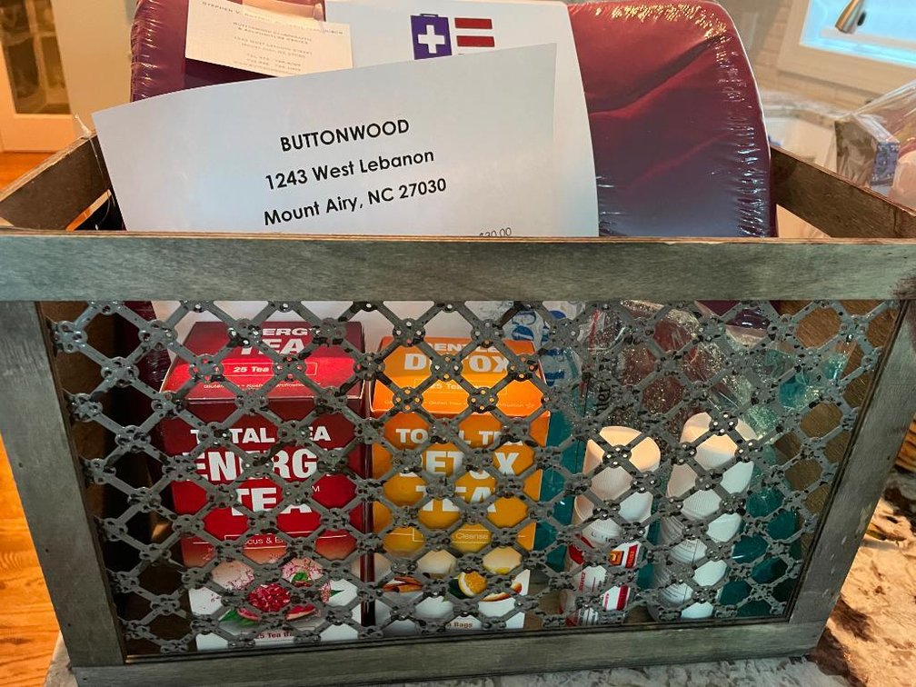 Gift Basket including Lumbar Support Pillow, Detox Tea, Energy Tea, Stop Pain Gel, Biofreeze, and Ice Pack - Donated By Buttonwood Chiropractic