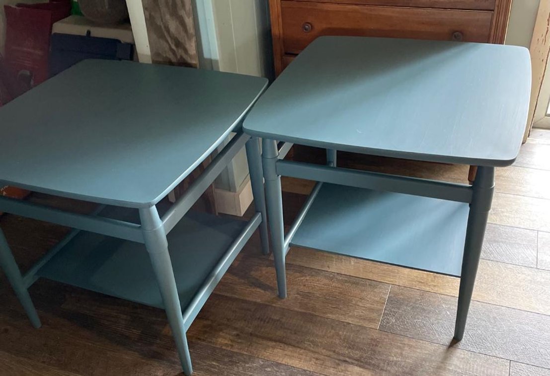 Pair Mid-Century Modern Side Tables (Color: Deep Ocean Teal) - Donated By Gracefully Southern at Mayberry Antique Mall