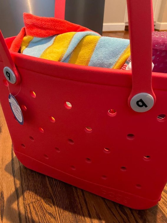 Bogg Bag with Beach Goodies - (Beach Towel, Hairbows, Sunscreen, and more)! - Donated By Encore