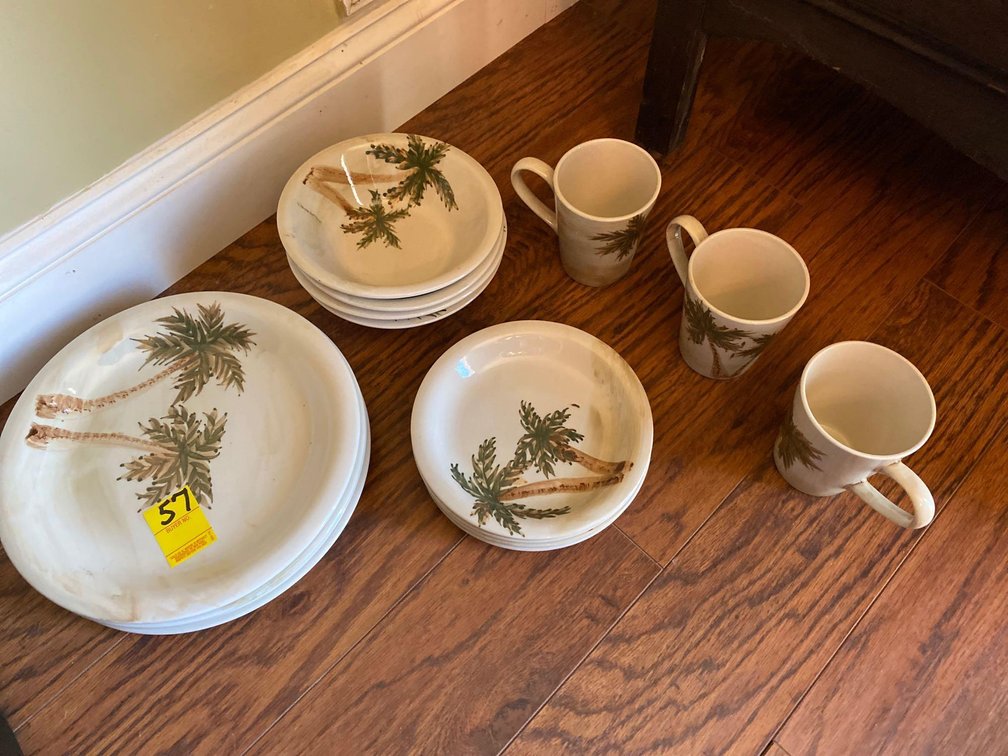 PALM TREE DISHES-16 PIECES