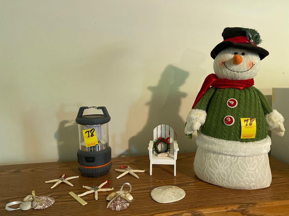 SNOWMAN-SEAGULLS-SHELL ORNAMENTS