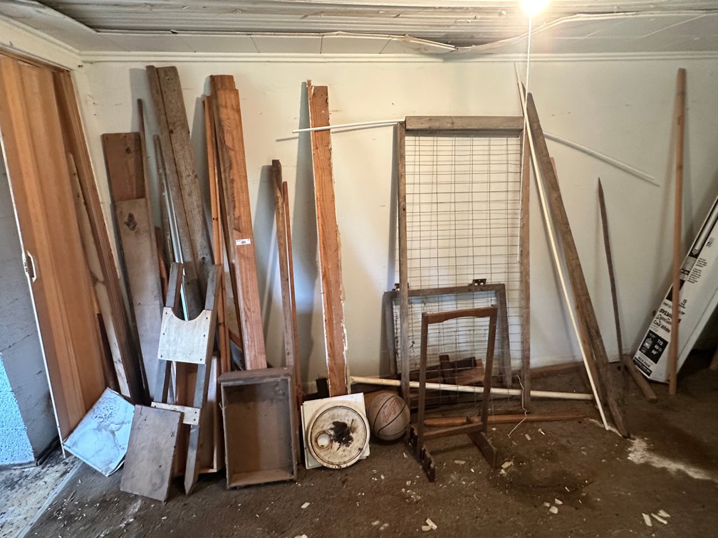 Contents of room- scrap wood