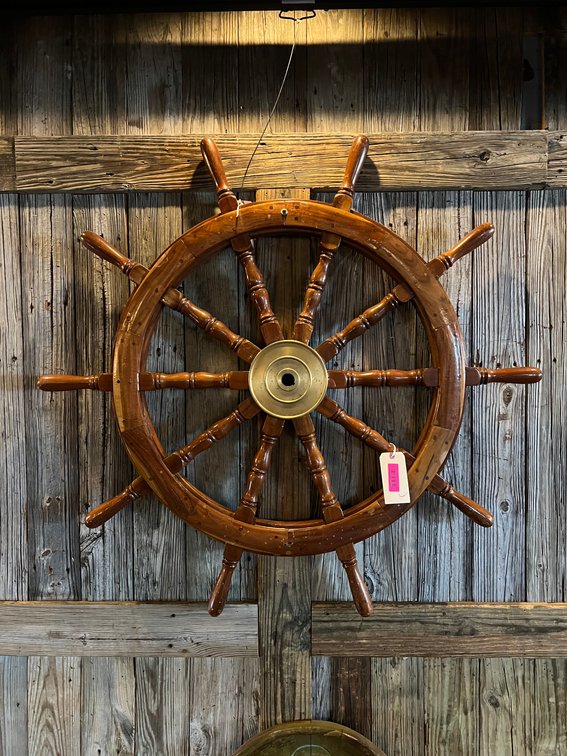 Wood & brass ships wheel