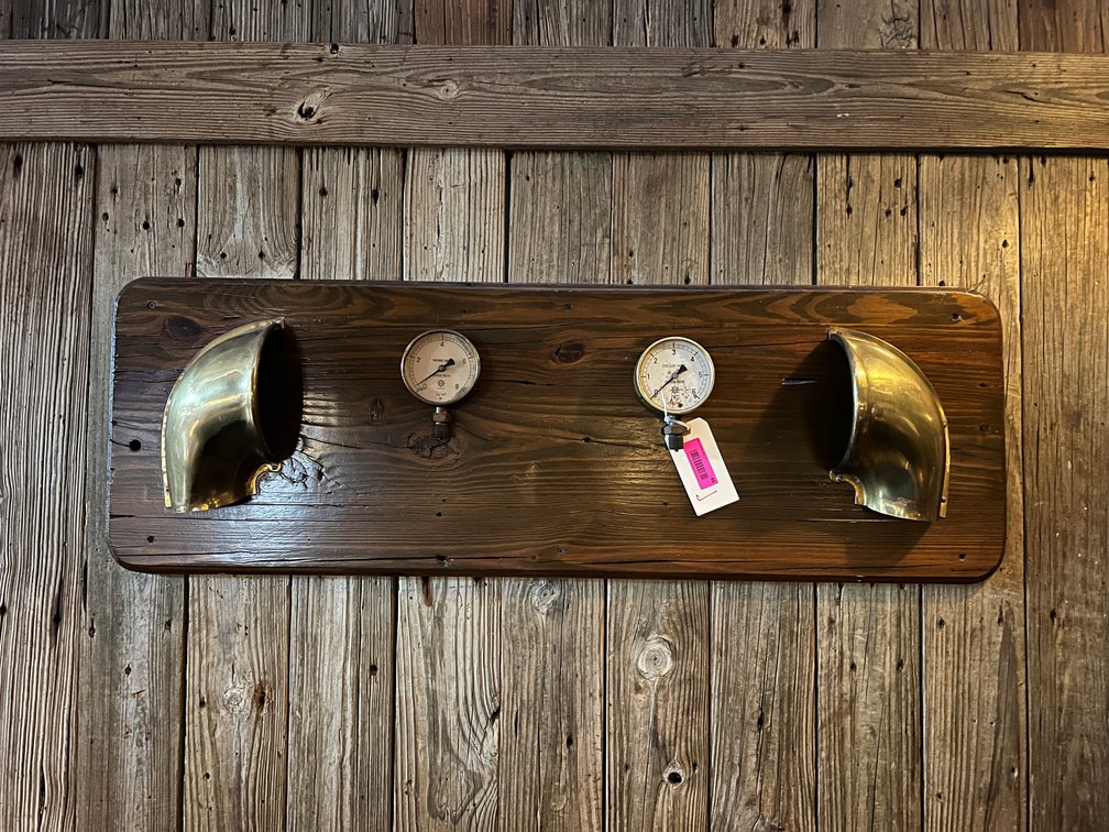 Gauge collage on wood