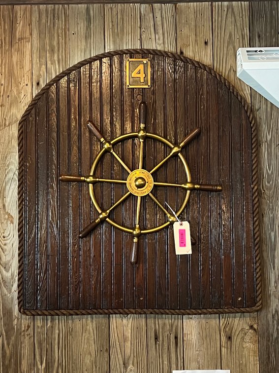 Brass & wood ships wheel