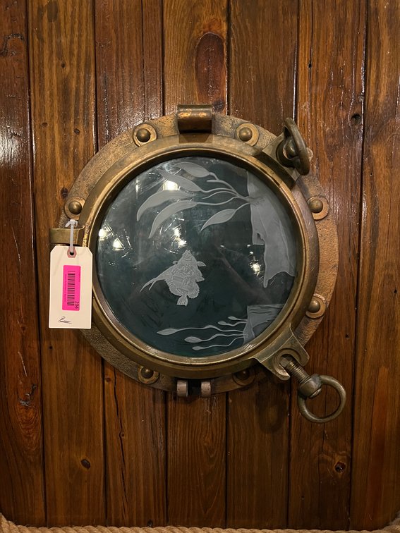 Brass porthole with etching