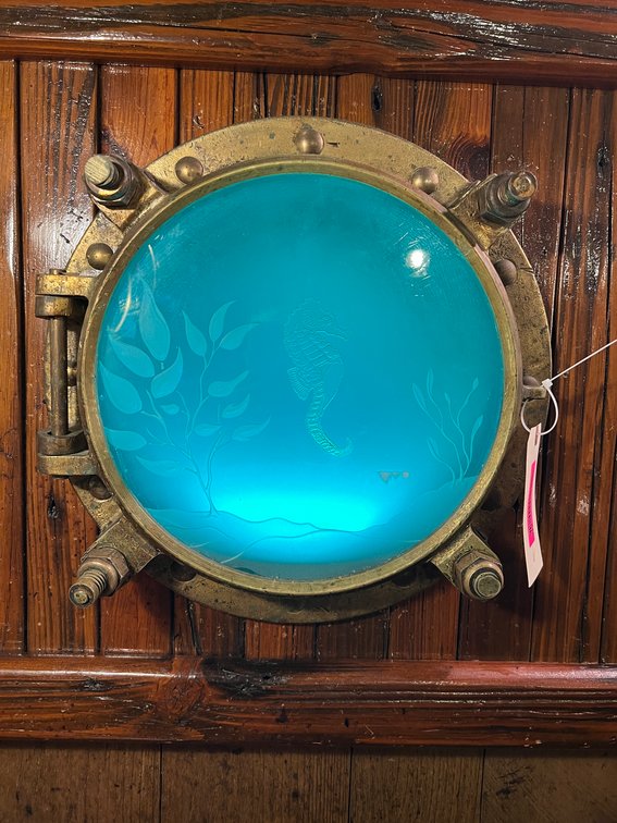 Brass porthole with etching