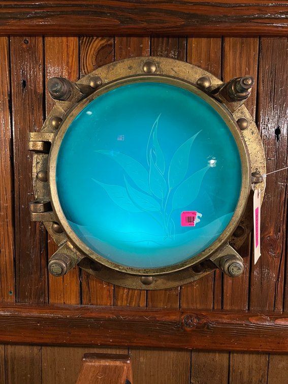 Brass porthole with etching