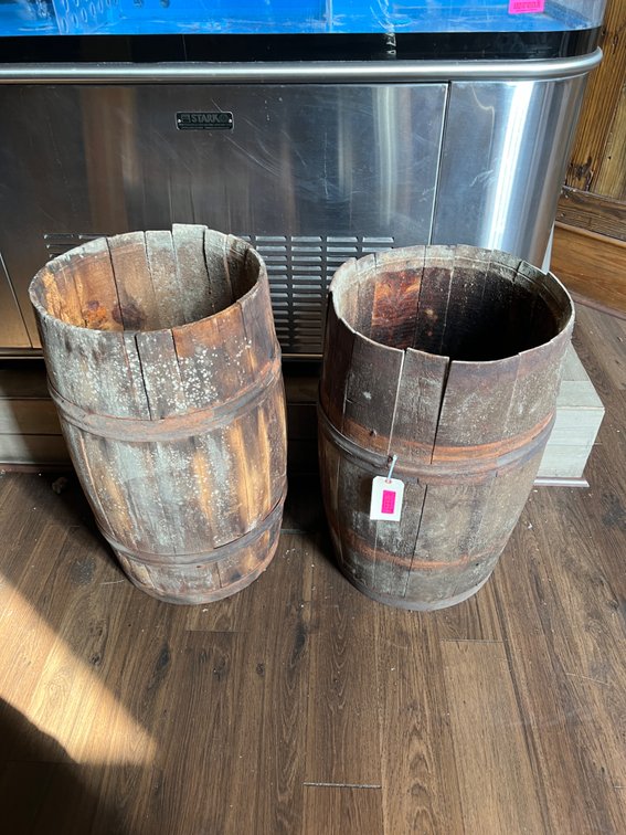 2 antique barrels