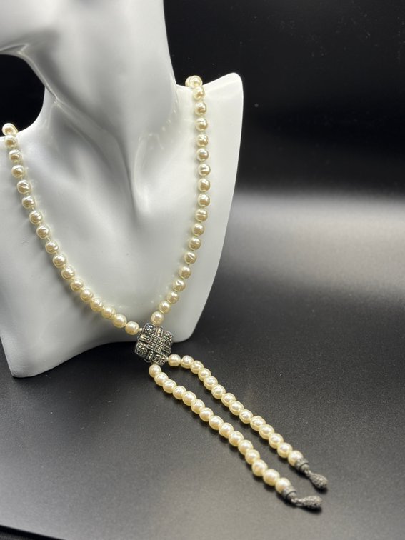 Marcasite, sterling and pearls