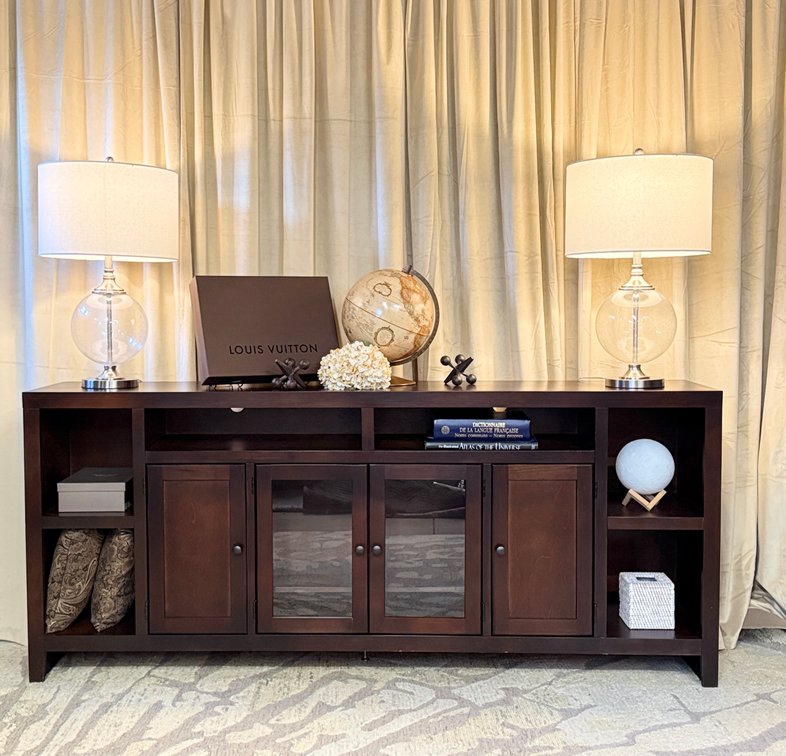 2 glass & metal table lamps