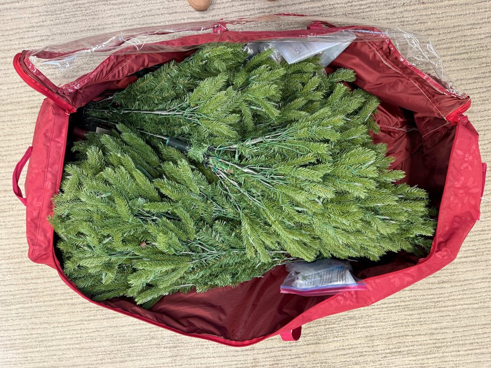 9-10’ Large lighted Christmas tree.