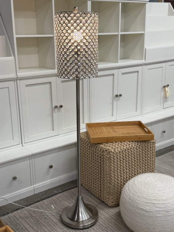 Tall floor lamp with fancy shade
