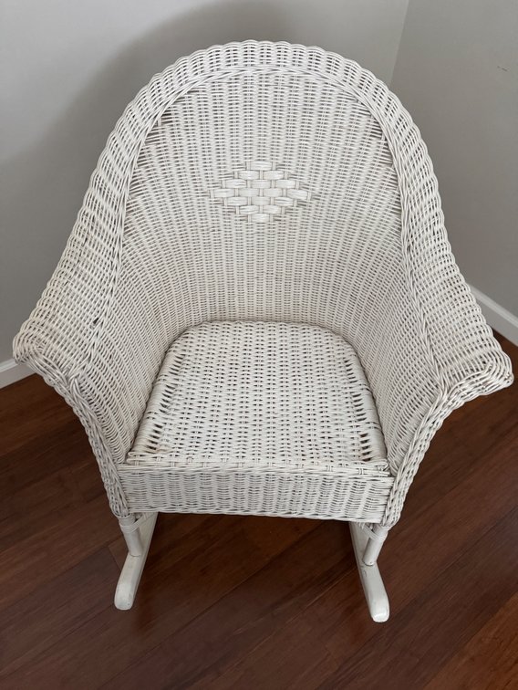White wicker rocker