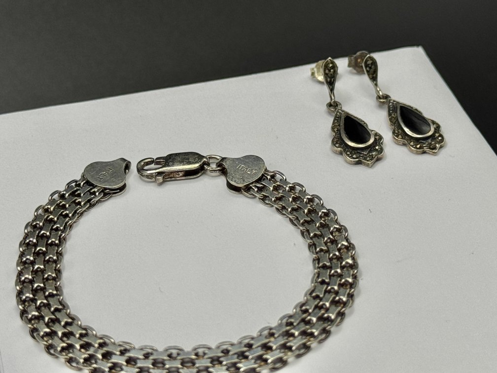 Sterling silver bracelet and earrings