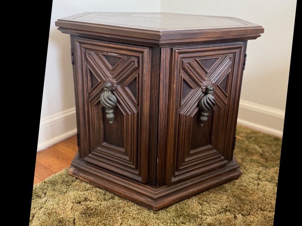 1970s hexagonal nightstand
