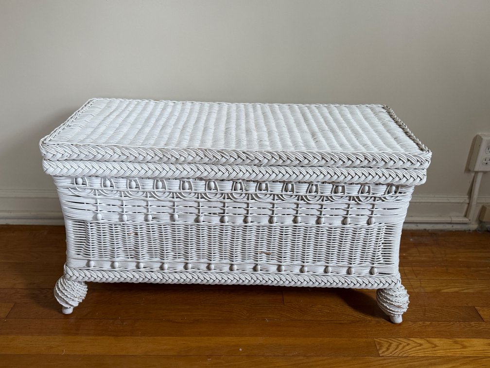 Wicker storage bench