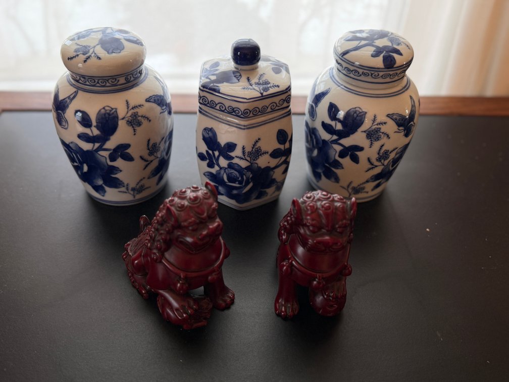 Chinese statues and ginger jars