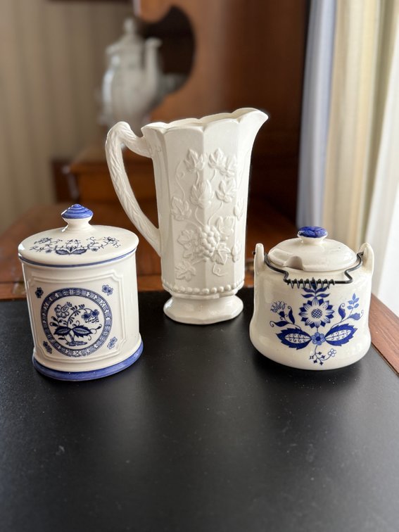 Sugar jars and pitcher