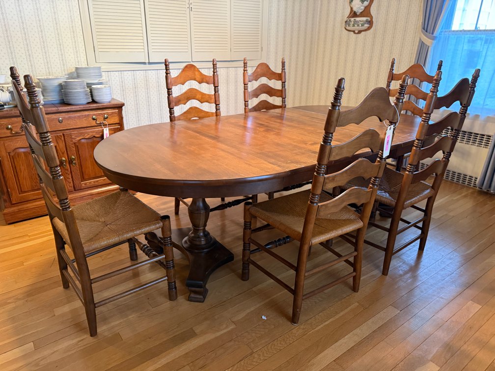 Dining table and six chairs