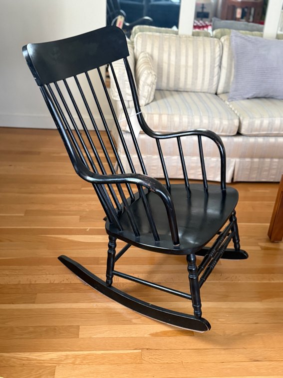 Sturdy, black rocking chair