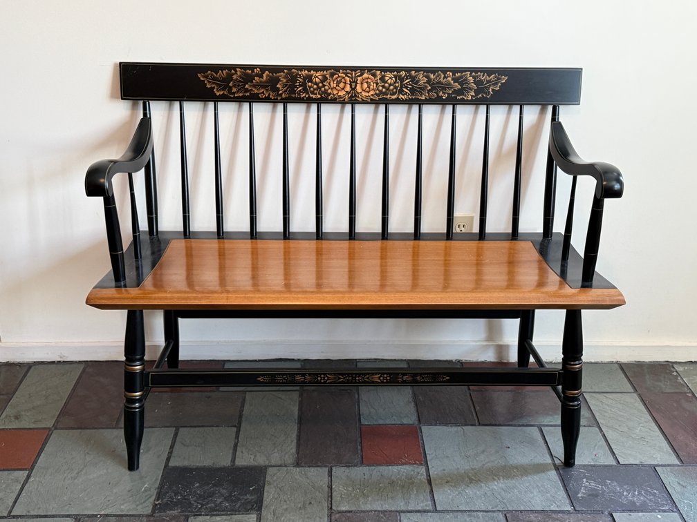 Vintage Hitchcock harvest deacon's bench