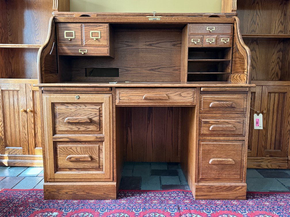 Solid oak roll top desk