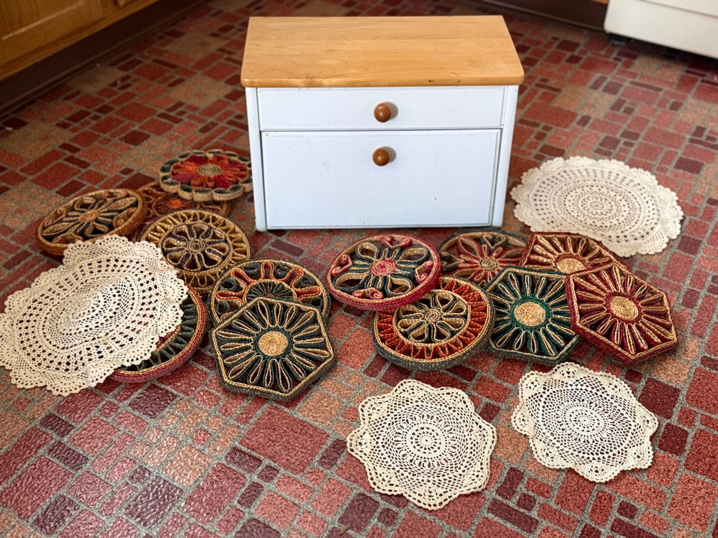 Bread box and woven trivet collection