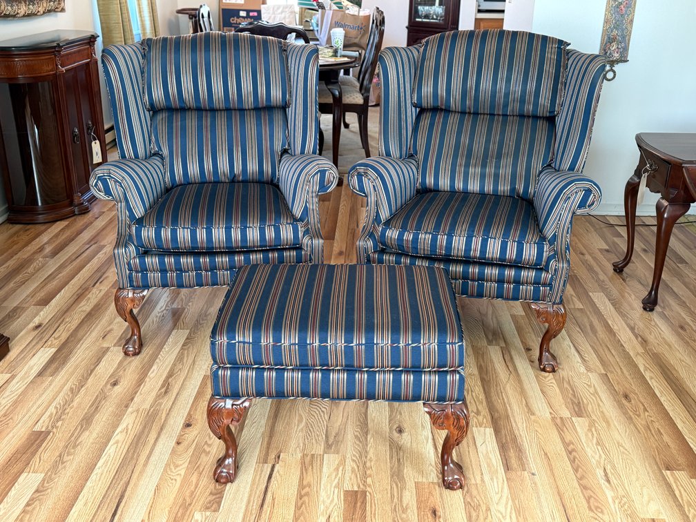 2 chairs and 1 foot stool