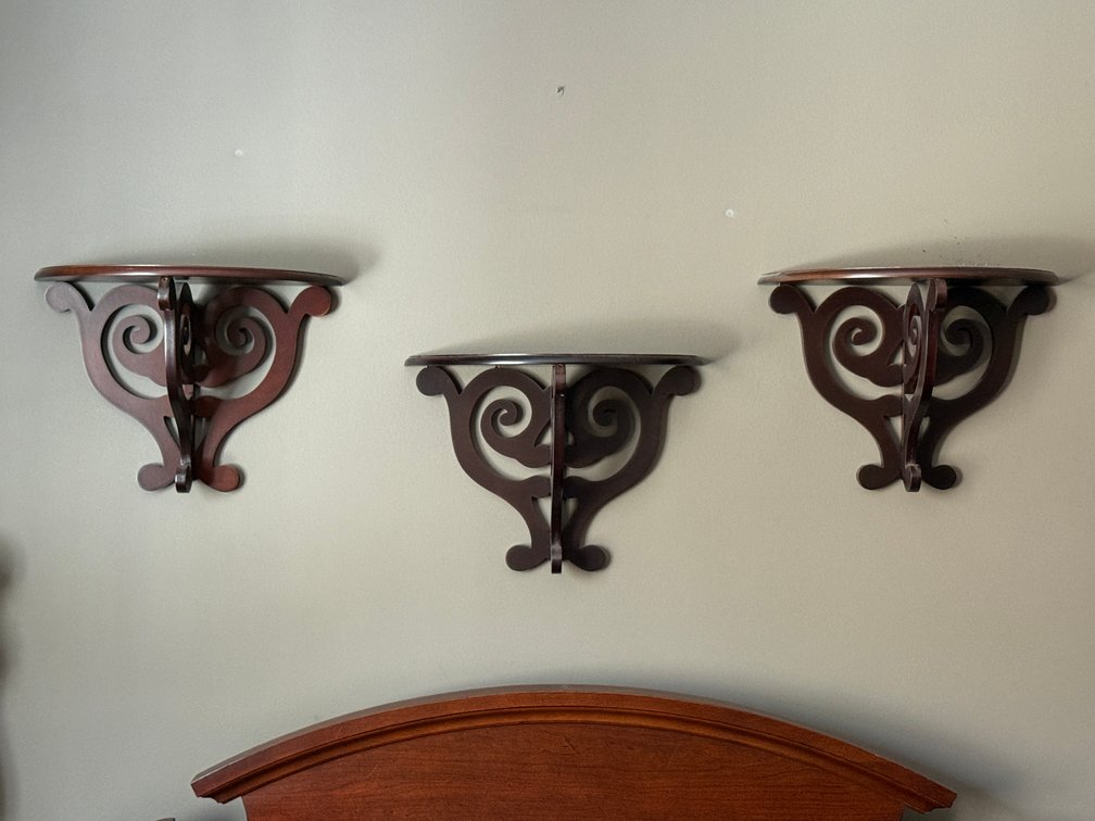 3 decorative wood wall shelves