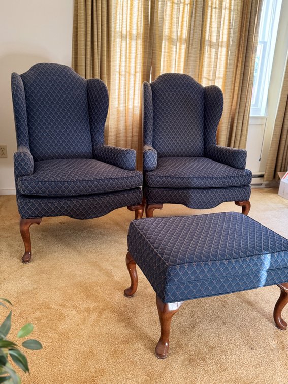2 Ethan Allen chairs & stool