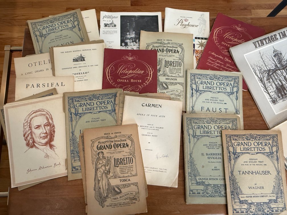 Antique opera signed book, watercolors, & drawings