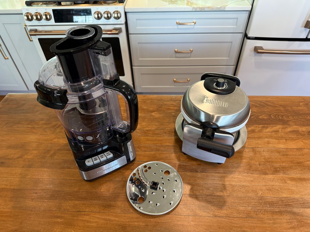 Food processor and waffle iron