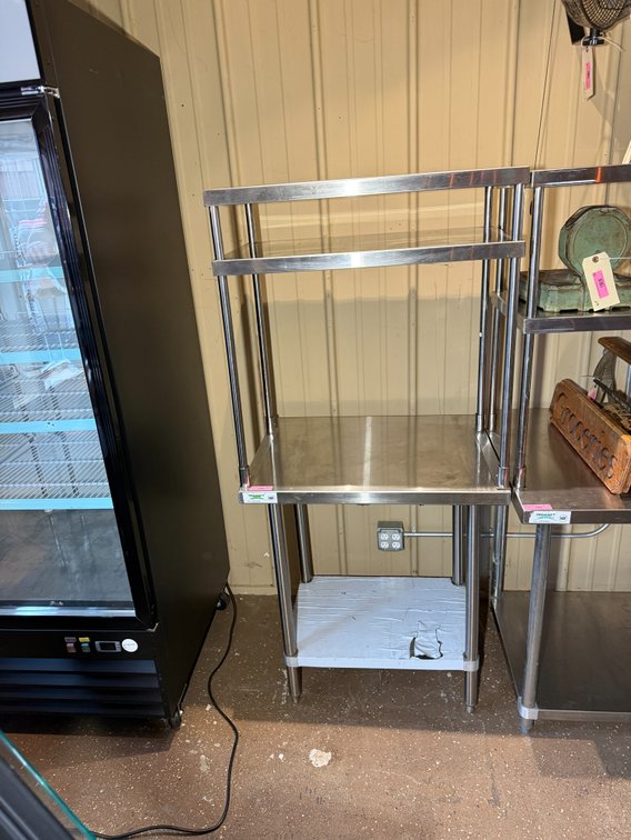 30” all stainless table with over shelf