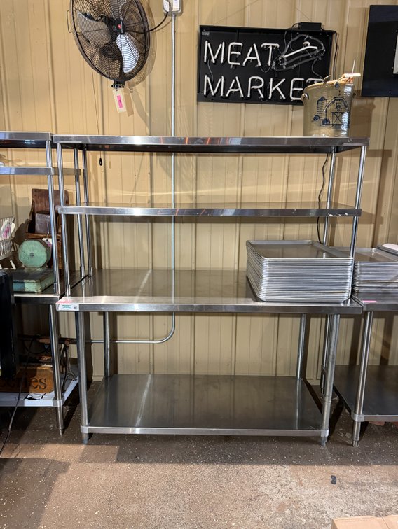 60” all stainless table with over shelf