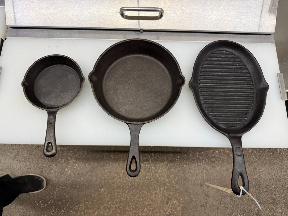 3 cast-iron pans
