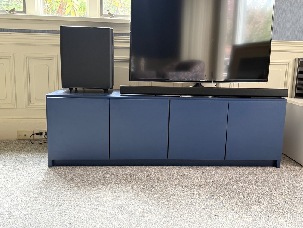Modern blue media console