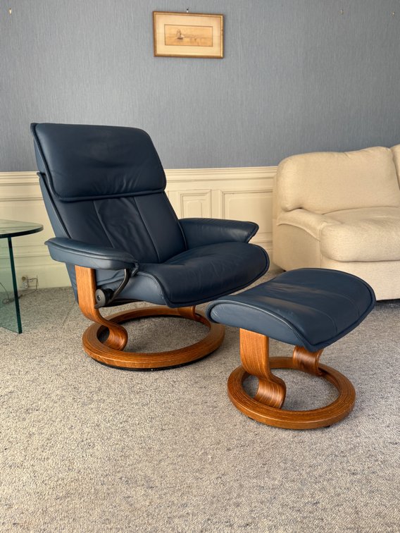 Stressless leather chair & ottoman.