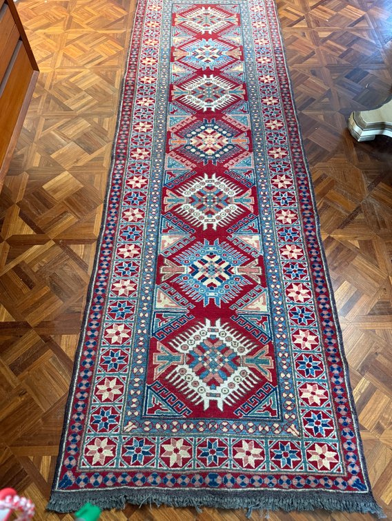 Handmade tribal Kazak runner
