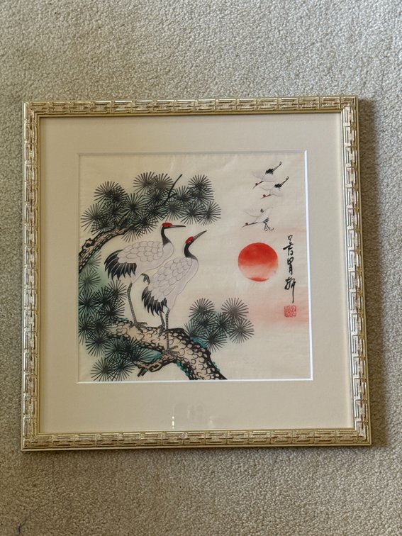 Vintage hand painting on silk