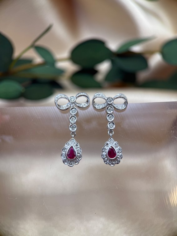 14kt ruby & diamond earrings
