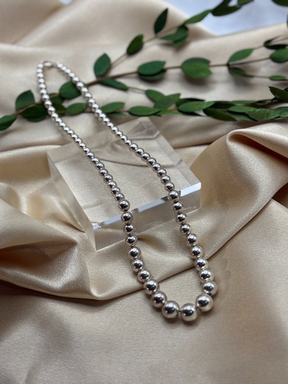 20” sterling graduated bead necklace