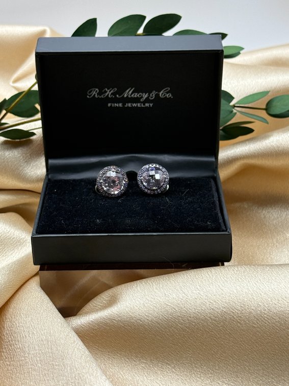 Halo style earrings, sterling