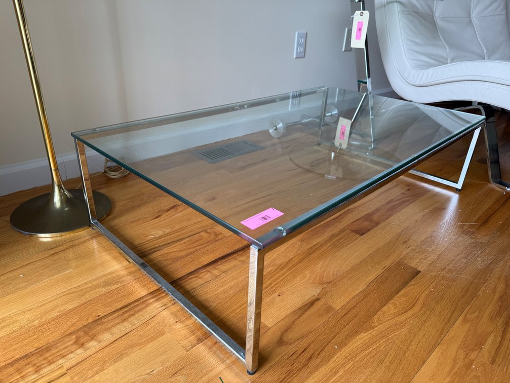 Minimalist glass coffee table