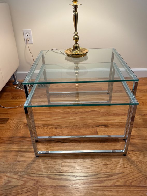 Minimalist glass nesting tables