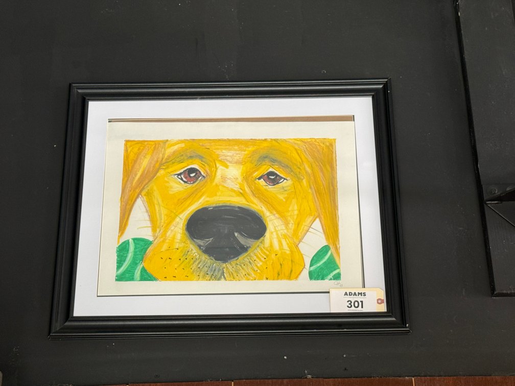 Dog drawing in charcoal