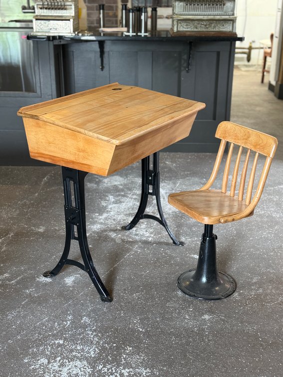Antique school desk & chair
