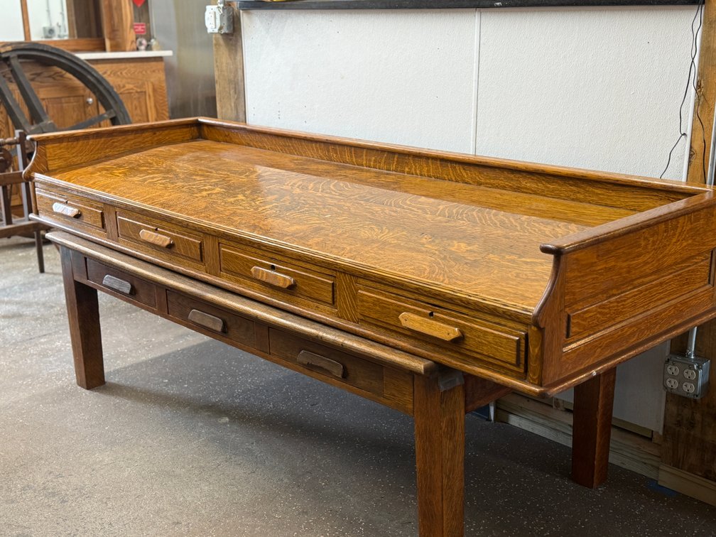 Antique oak drafting table top